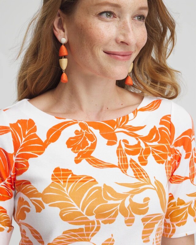 Leaf Print Bateau Neck Tee - image 4